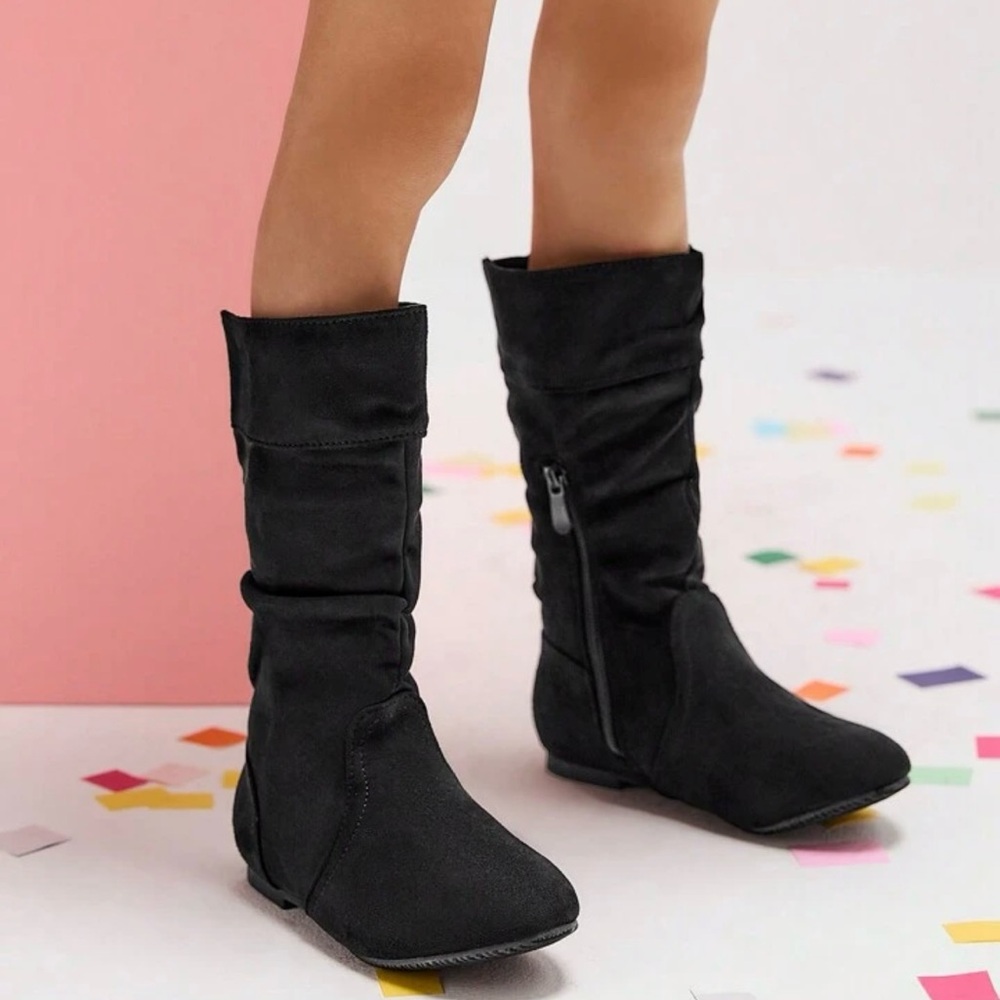 Girls Faux fur black bootss